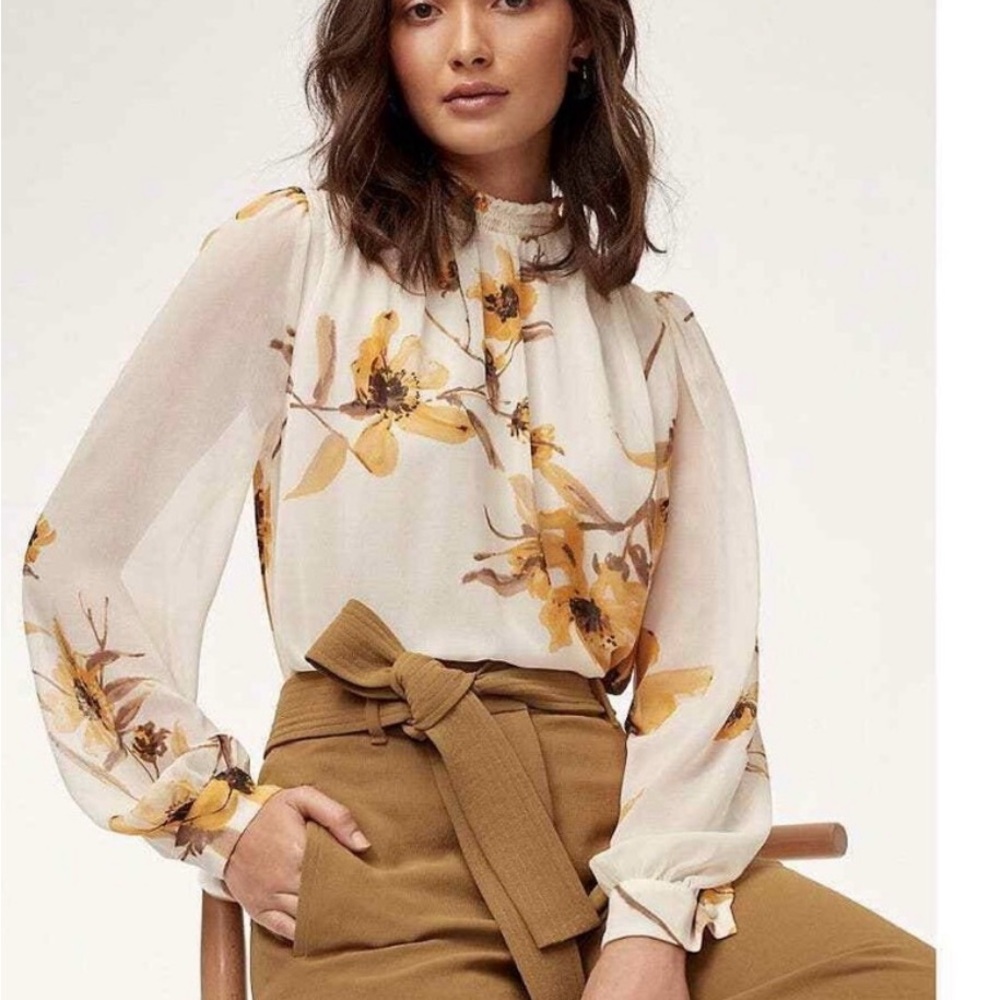 Aritzia wilfred Paula sheer floral Print Women's Top size s last price